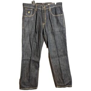 Rocawear Baggy Jeans 39x34 Dark Wash Y2K Reg Fit Raw Denim Streetwear Hip Hop